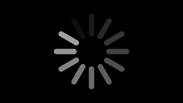 Gray loading spinner icon rotating smoothly, transparent background seamless loop animation