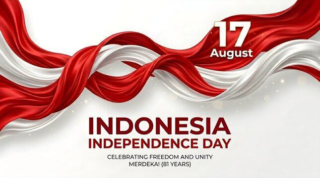 Indonesia Independence Day Red White Ribbon Banner