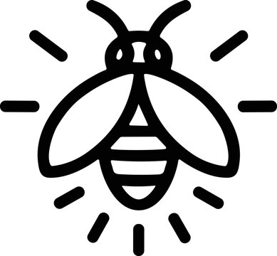 Simple firefly icon, glowing insect silhouette, summer night, vector illustration