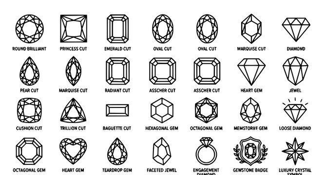 Diamond and gemstone cut illustrations