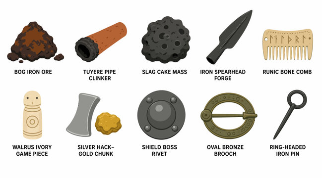 Collection of ancient and historical artifacts and tools.