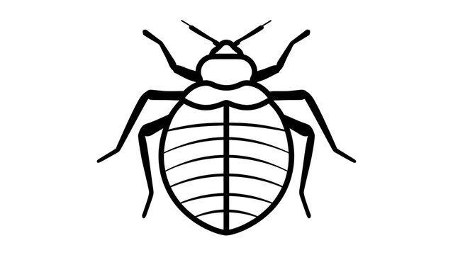 Black and white bed bug icon on white background.