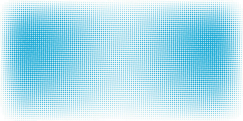Fototapeta premium Abstract cyan blue halftone dots pattern vector background with flat digital grid mosaic texture and creative dual cluster layout for modern tech presentation banner template