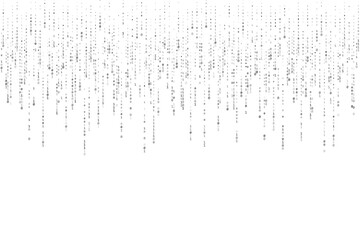 Digital binary pattern. Rain with code streams and data sequences in black and white for cyber technology and programming illustration and background. Vector abstract digital border © Sasha