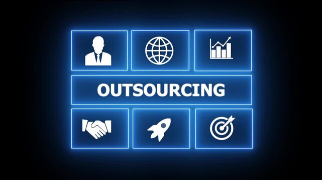 Business, Technology, Internet and network concept. " OUTSOURCING " business and finance concept. compliance, and performance, often conducted by internal or external auditors. 4k video