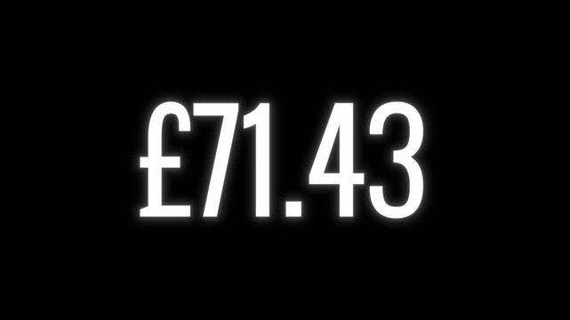 British pound currency money counter counting from 0 to 100 on black background