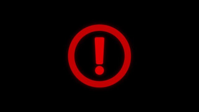 Critical red alert blinking warning symbol looping animation on black background