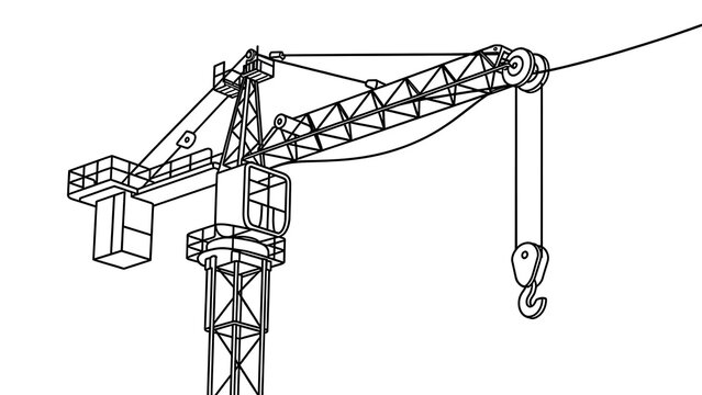 Construction crane illustration on white background.