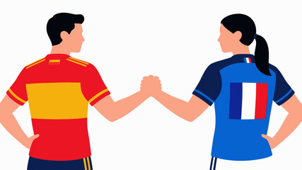 Obraz premium Illustration of two people in sports jerseys.