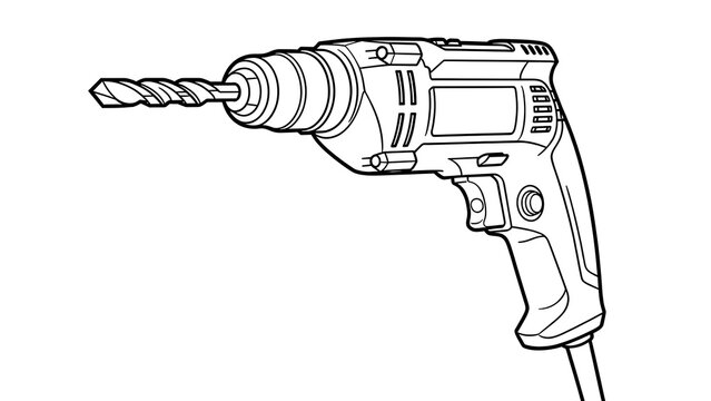 Electric drill illustration on white background.