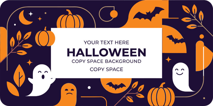 Halloween background with pumpkins ghosts and bats for spooky celebrations