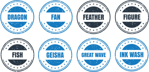 Obraz premium Round Stamp Design Featuring Stars and Grunge Texture in Vector Style