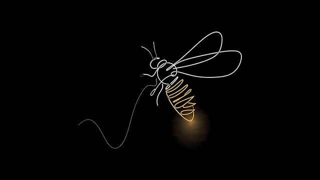 Glowing firefly illustration on white background.