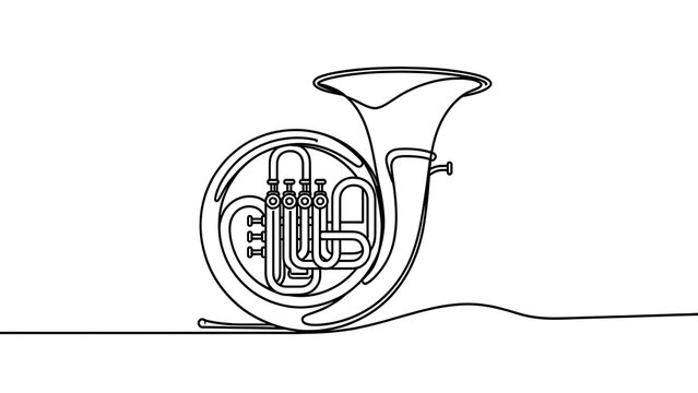 Euphonium line art illustration on white background.
