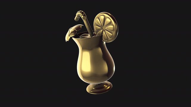 A golden moving 3D object with alpha for easy drag and drop.
