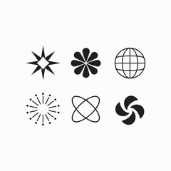 abstract, geometric, symbol, icon, logo, star, flower, globe, sunburst, spiral, pinwheel, radial, circular, minimal, modern, simple, vector, black, monochrome, graphic, shape © Anna