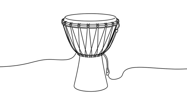 Hand drawn djembe drum on white background.