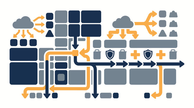 Data Value Stream Mapping Management and Enterprise Hybrid Multi-Cloud Infrastructure Routing Orchestration Automation Infrastructure Concept