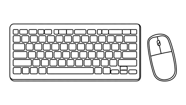 Keyboard and mouse on white background.