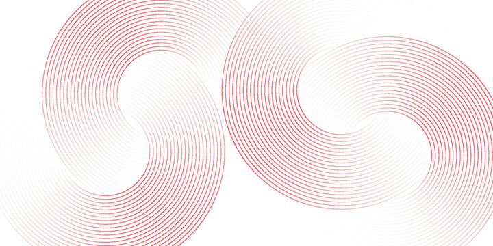 Collection of red concentric circles. Collection of radial sound wave or sonar rings. Pack of radar icon symbols, targets, dashed lines, halftones.eps 10,modern.