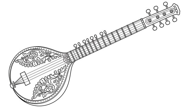 Illustrated mandolin on white background.
