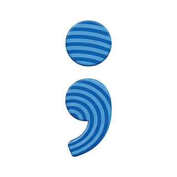 Blue striped semicolon isolated on transparent background