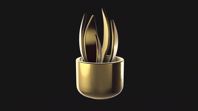 A golden moving 3D object with alpha for easy drag and drop.
