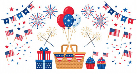 Fototapeta premium Independence Day Party Elements