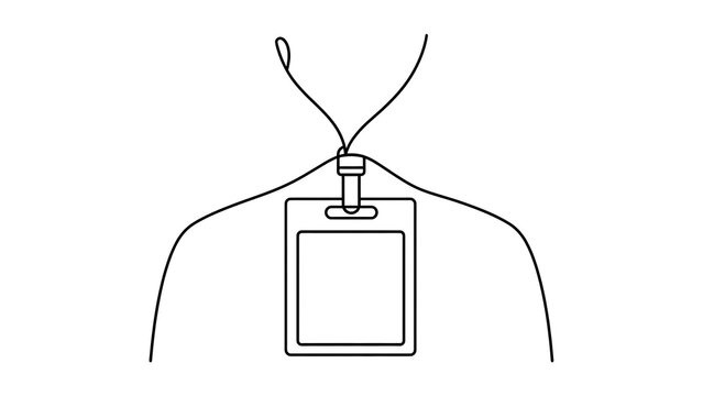 Illustration of lanyard with ID badge on white background.
