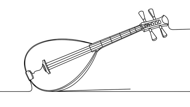 Line art mandolin on white background.