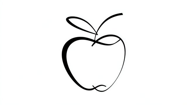 Minimalist apple drawing on white background.