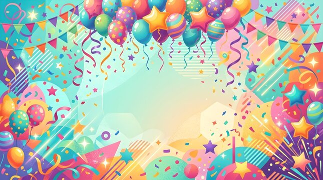 Colorful Birthday Celebration Background With Balloons