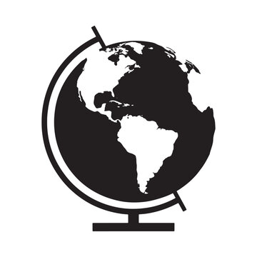 Geographical globe silhouette on a white background detailed continental shapes