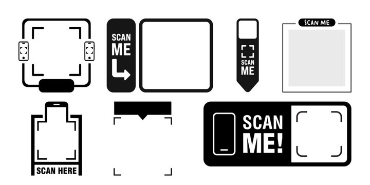 QR Code Scanner UI Frames and Interface Icons Vector Set