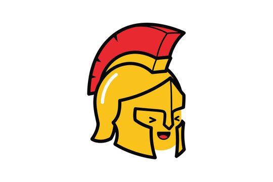 Kawaii Spartan Helmet Vector Illustration