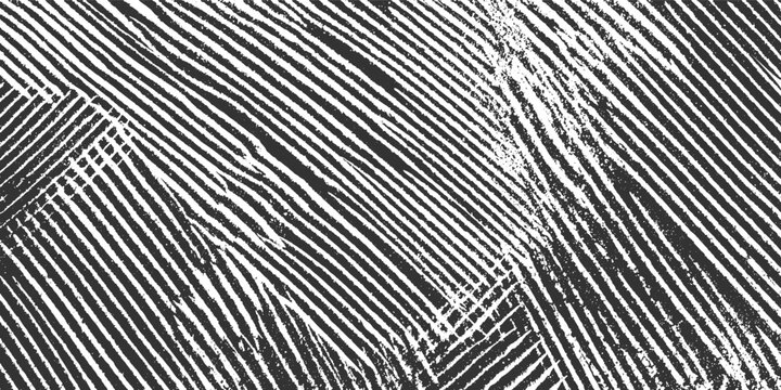 Black and white diagonal textured lines forming a rough pattern with intersecting grids abstract background