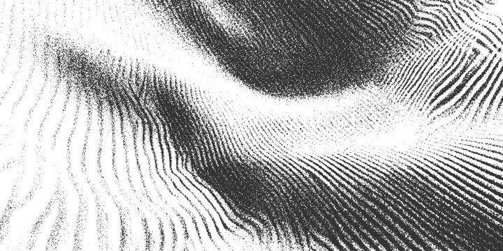 Abstract black and white textured pattern resembling sand dunes or rippling water with grainy detail