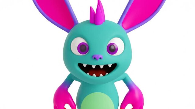 Cartoon monster rabbit character animation.
