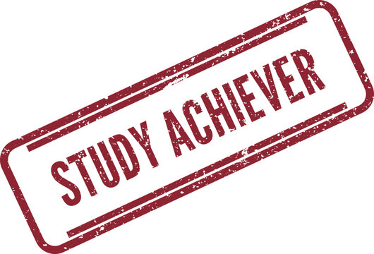 Red distressed rubber stamp marking a successful study achiever on a clean white surface
