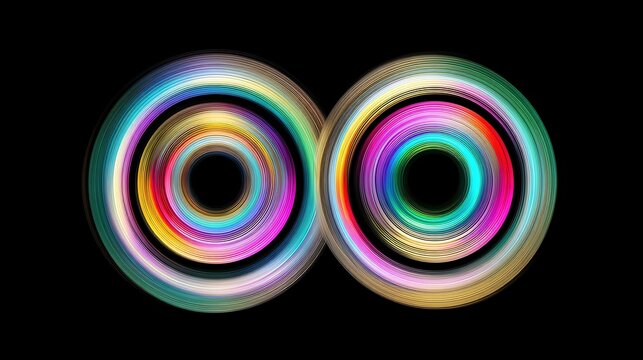 Minimalist abstract rainbow diffraction rings created by double-slit experiment