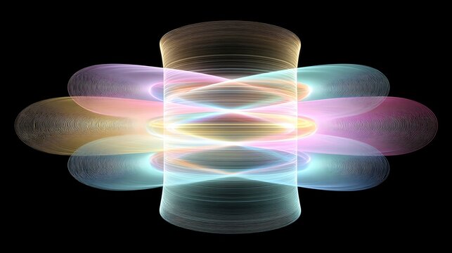 Minimalist abstract rainbow diffraction rings created by double-slit experiment