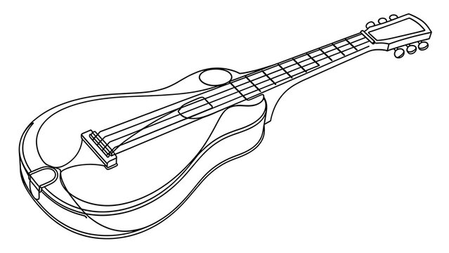 Line art mandolin illustration on white background.