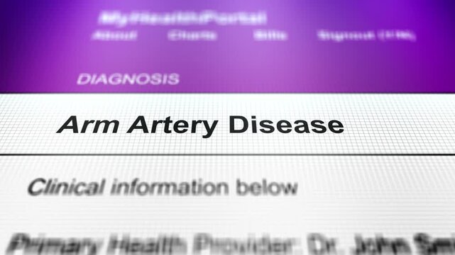  Generic Health Portal with Arm Health Problem Diagnosis - Arm Artery Disease.