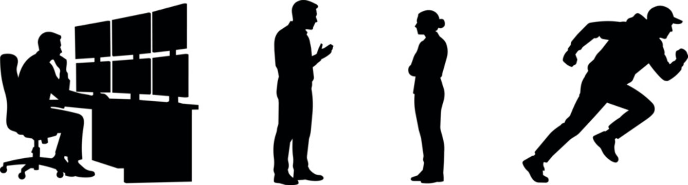Diverse silhouettes representing different activities and professions