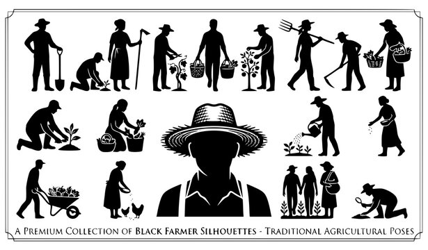 Rural farmer silhouette vector design set