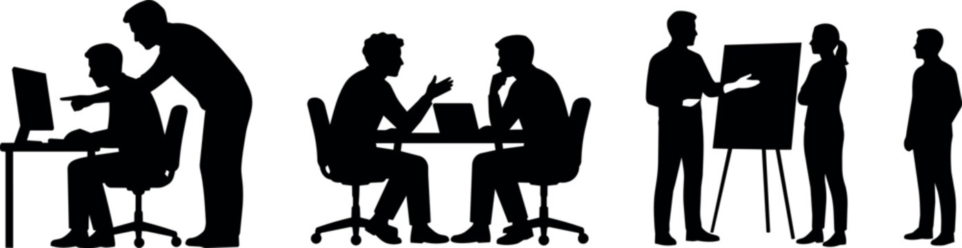 Collaboration silhouettes in a modern workplace setting for effective teamwork