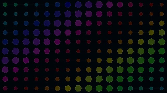 Multicolored Crystal Lattice Structure on Black Background