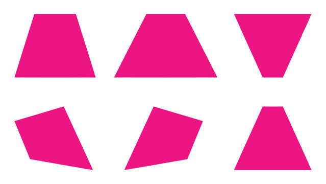 Set of various pink geometric trapezoid shapes