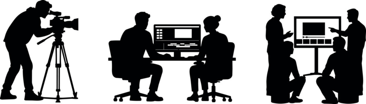 Creative team collaboration in filmmaking and video editing process