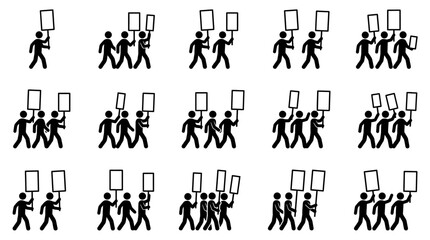 Obraz premium Crowd Gathering, Protest March with Signs, Demonstration, Activism, Social Movement